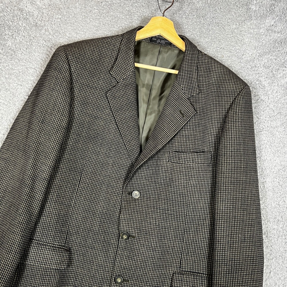 Albert Sport Coat Blazer Mens L Brown Houndstooth Excellent‎ 100% Wool 3-Button
